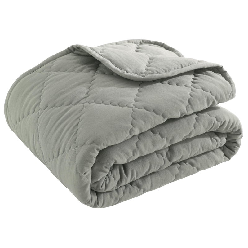 BEDSUM 100% Brushed Microfiber Down Alternative Toddler Comforter, Ultra Soft Lightweight and Warm Breathable Crib Quilted Blanket for Nursery Stroller Bed, 39x47 Inches, Smoke Grey - Image 1