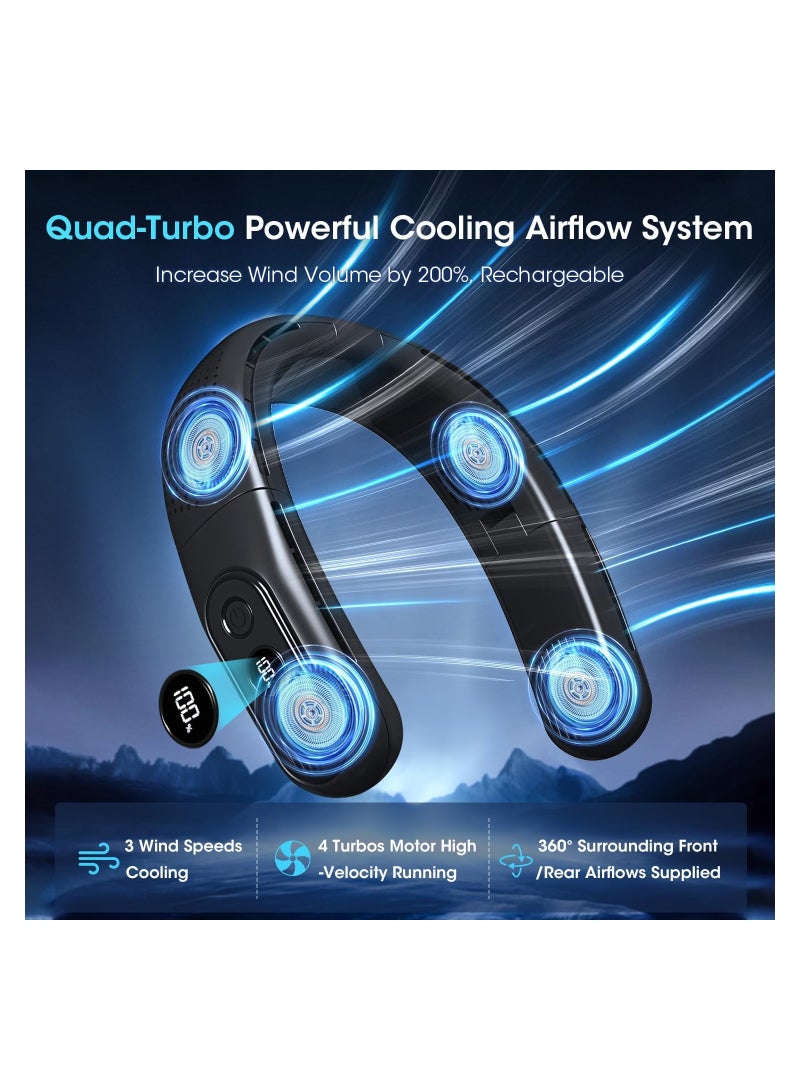 عام Portable Neck Fan, Personal Fan with LED Display, USB-C Rechargeable, 6000mAh-Battery, 360° ,3-Speed Adjustment u0026 Whisper-Quiet Operation, Perfect for Home - Image 2