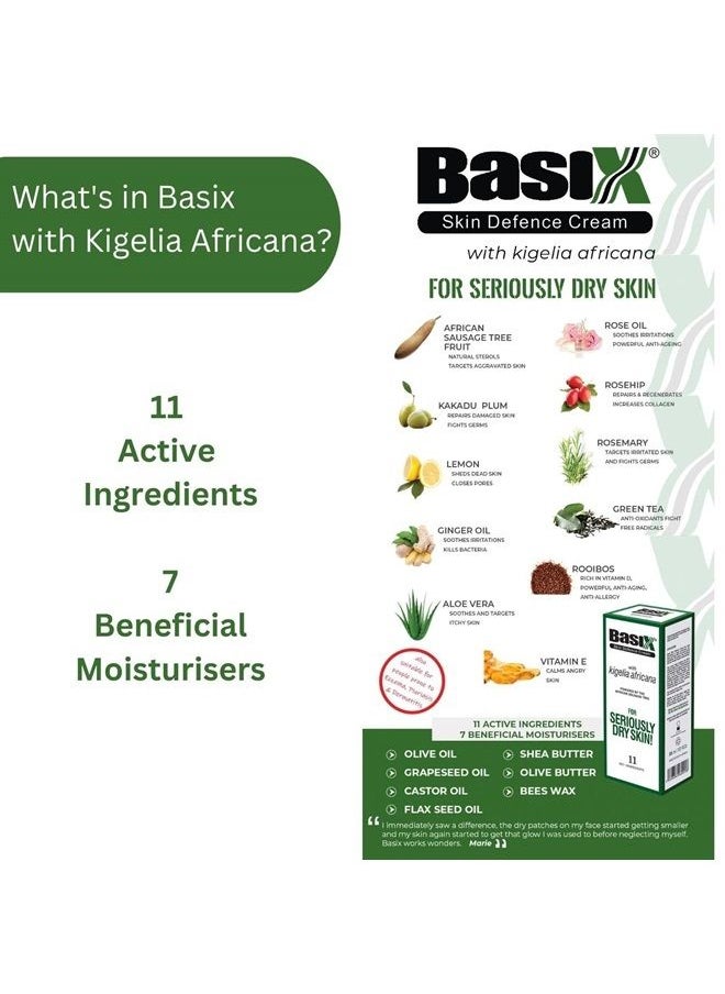 Basix Skin Defence Cream - Basix Skin Defence Repair Cream (Twin Pack) Kigelia African Sausage Tree Soothes Eczema Psoriasis Dermatitis Acne Natural Ingredients for Dry Itchy Skin Lemon Ginger Plum Rosemary Vitamin E Rose Aloe - Image 1