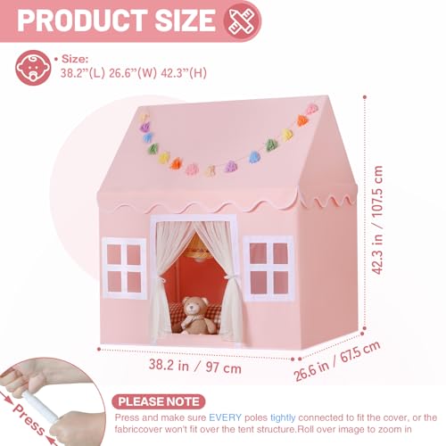 Senodeer Kids Play Tent Indoor with Mat Tassel Garland Star Lights Pink Girls Tent Playhouse Kids Toys for Boy Girl Birthday Gift for Kids - Image 5