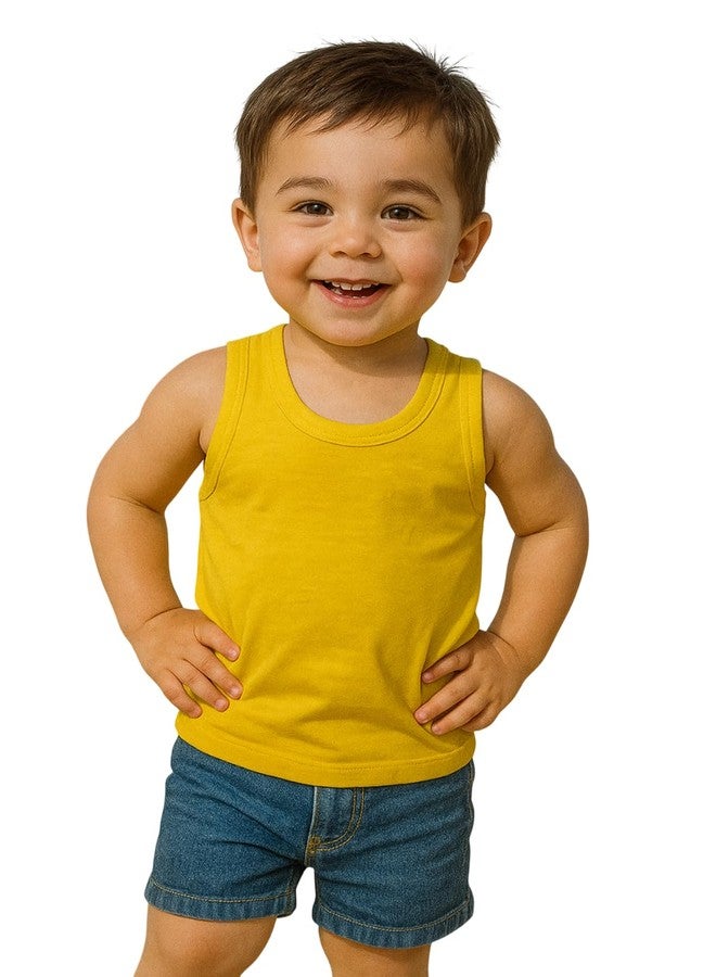 Cortica® Colorful Solid Cotton Vest Dark Baniyan Cotton Inner wear for Baby Boys,Baby Girls,Boy's,Girl's,Kids & Infant Sleeveless Undershirts Sando ganji Soft Comfortable Multicolor Pack of 1 - Image 1