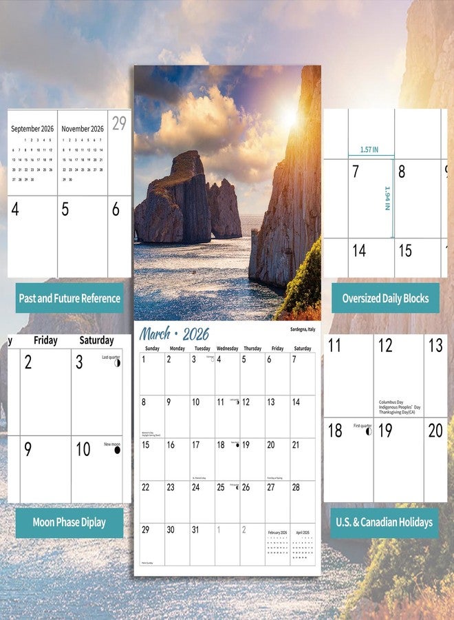 BLYYIEER 2026 Wall Calendar,Islands Monthly Wall Calendar, 12" x 24" Open,Family Planner Calendar,Home & Office Organizer,Hangable - Image 4
