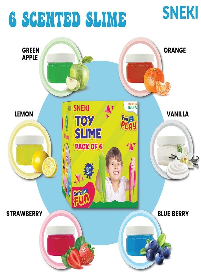 SNEKI (Pack of 6) Non Sticky Crystal Clay Kids Slime Putty Toy for Kids Educational Creative DIY Toys Stress Relief Sludge Toy for Boys and Girls (50gram) - Image 2