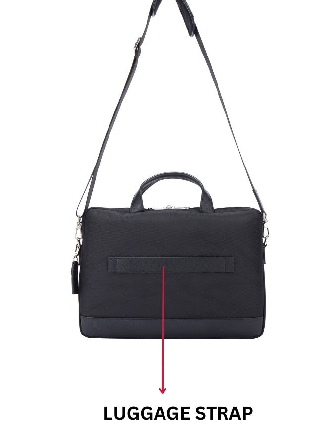 Premium Business Laptop Briefcase 15.6-Inch Laptop Bag Large Capacity Messenger Bag Soft Top Handle Handbag with Long Straps Travel Office Work Black