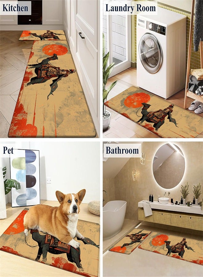 2PCS Camel Kitchen Mats, Camel Non-Slip Backing Rugs, Water Absorbent Carpet for Playroom, Bathroom, Kitchen - Image 4
