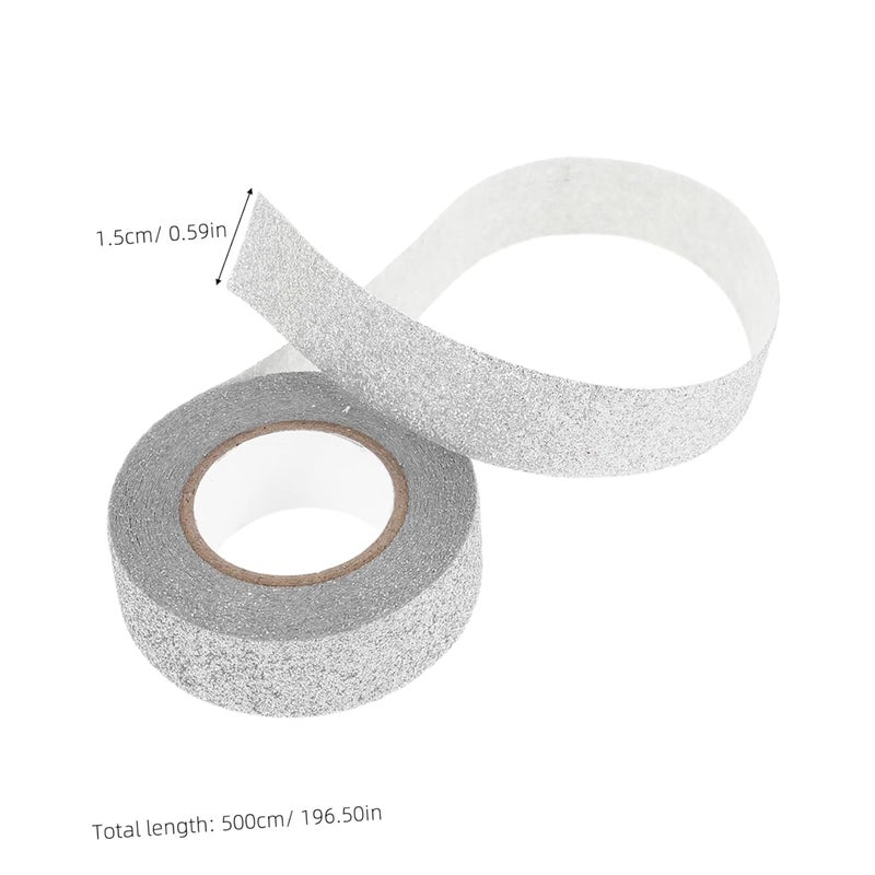 Tehaux 4 Roll Glitter Silver Washi Tape For Planner Journal Scrapbook DIY Decorative - Image 3
