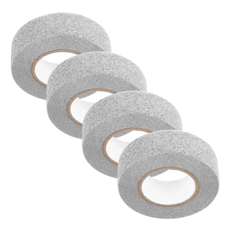 Tehaux 4 Roll Glitter Silver Washi Tape For Planner Journal Scrapbook DIY Decorative - Image 1