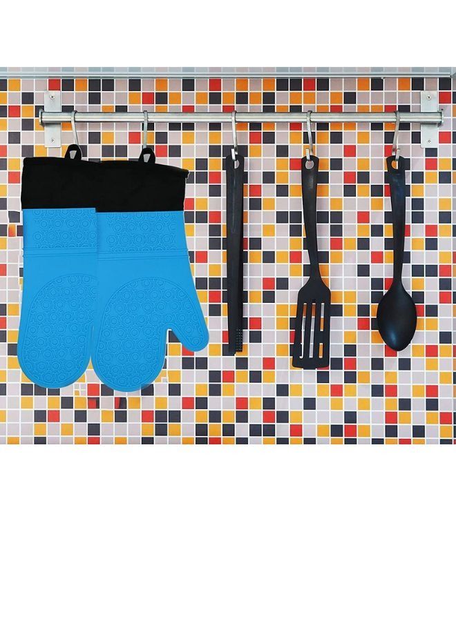 Pair Silicone Oven Mitts Heat Resistant Oven Mitt with Quilted Liner Non-Slip Textured Grip Flexible Oven Gloves Waterproof BBQ Kitchen Cooking Mitts  - Image 4