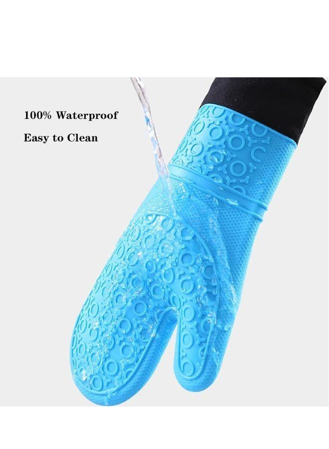 Pair Silicone Oven Mitts Heat Resistant Oven Mitt with Quilted Liner Non-Slip Textured Grip Flexible Oven Gloves Waterproof BBQ Kitchen Cooking Mitts  - Image 5