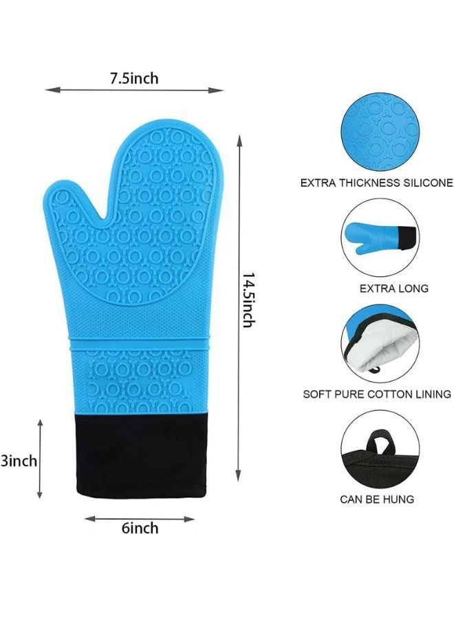 Pair Silicone Oven Mitts Heat Resistant Oven Mitt with Quilted Liner Non-Slip Textured Grip Flexible Oven Gloves Waterproof BBQ Kitchen Cooking Mitts  - Image 3