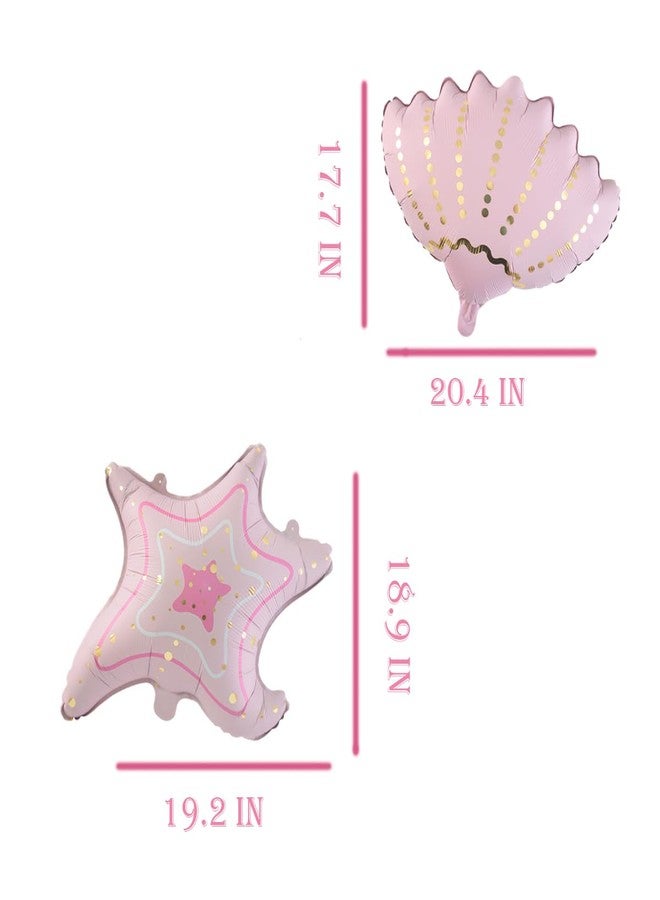 Chictry 6 Pcs Pink Starfish & Seashell Balloons Ocean Themed Party Supplies Under the Sea Summer Beach Baby Shower Girls Birthday Decorations - Image 2