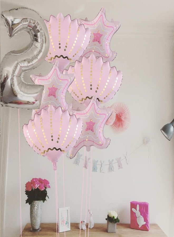 Chictry 6 Pcs Pink Starfish & Seashell Balloons Ocean Themed Party Supplies Under the Sea Summer Beach Baby Shower Girls Birthday Decorations - Image 4
