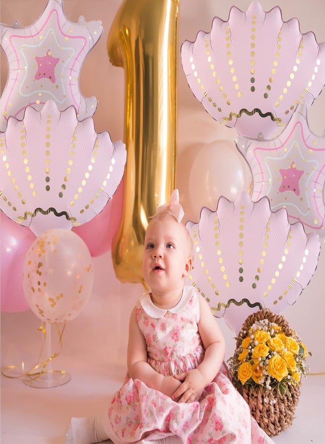 Chictry 6 Pcs Pink Starfish & Seashell Balloons Ocean Themed Party Supplies Under the Sea Summer Beach Baby Shower Girls Birthday Decorations - Image 3