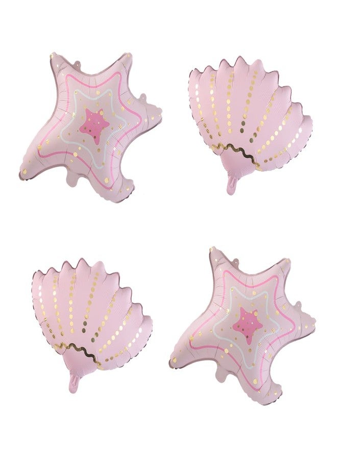 Chictry 6 Pcs Pink Starfish & Seashell Balloons Ocean Themed Party Supplies Under the Sea Summer Beach Baby Shower Girls Birthday Decorations - Image 5