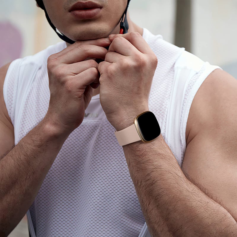 Dirrelo Bands Compatible with Fitbit Sense / Versa 3, Soft TPU Sport Strap Band Replacement Versa 3 Sense Versa 4 Sense 2 Smartwatch Wristband for Women Men, 4Pack Small, Gray Lavender White Sandpink - Image 4