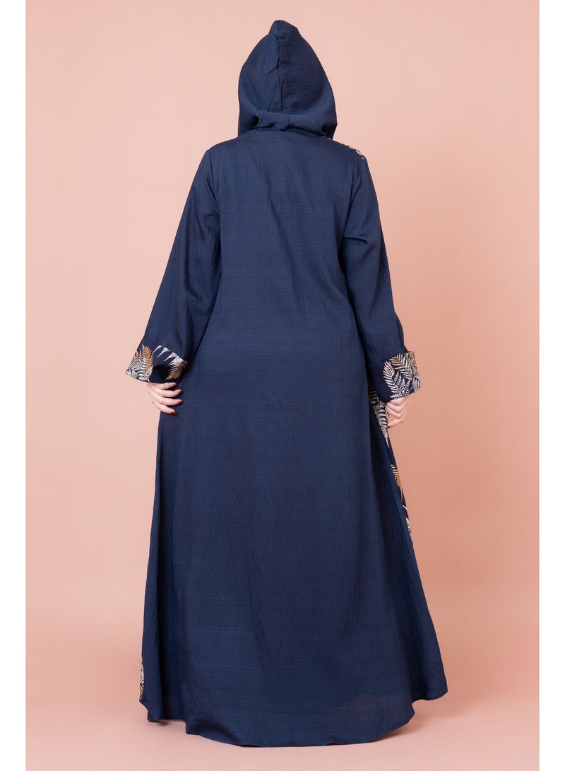 IKKXA Hooded Leaf Print Jalabiya - Image 2