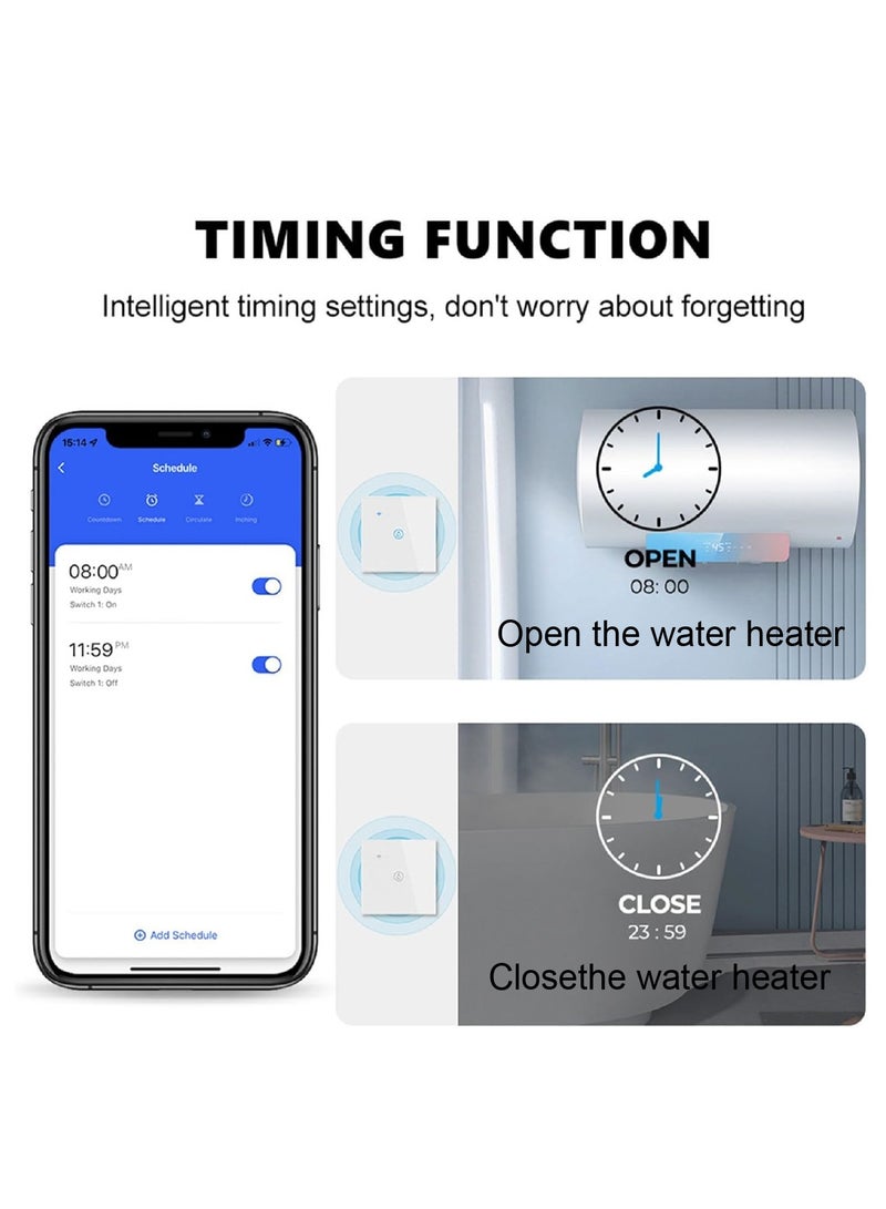 SASKA Smart Water Heater Switch WiFi Boiler Touch Glass Panel Switch Compatible with Alexa/Google Assistant - Image 2