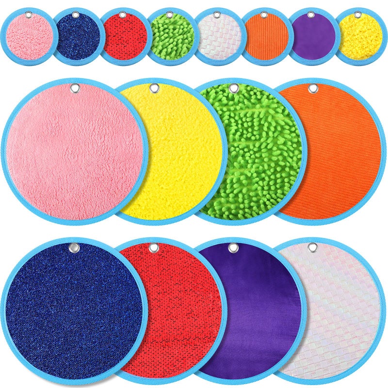 Oudain 16 Sets Textured Sensory Tiles Mini Mats Educational Tactile Sensory Toys Assorted Texture Floor Tiles Textured Mat for Autism Learning Play Fidget Activity Game - Image 3