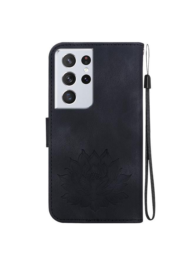 erorex Case For Samsung Galaxy S21 Ultra 5G Lotus Embossed Leather Phone Case  - Image 3