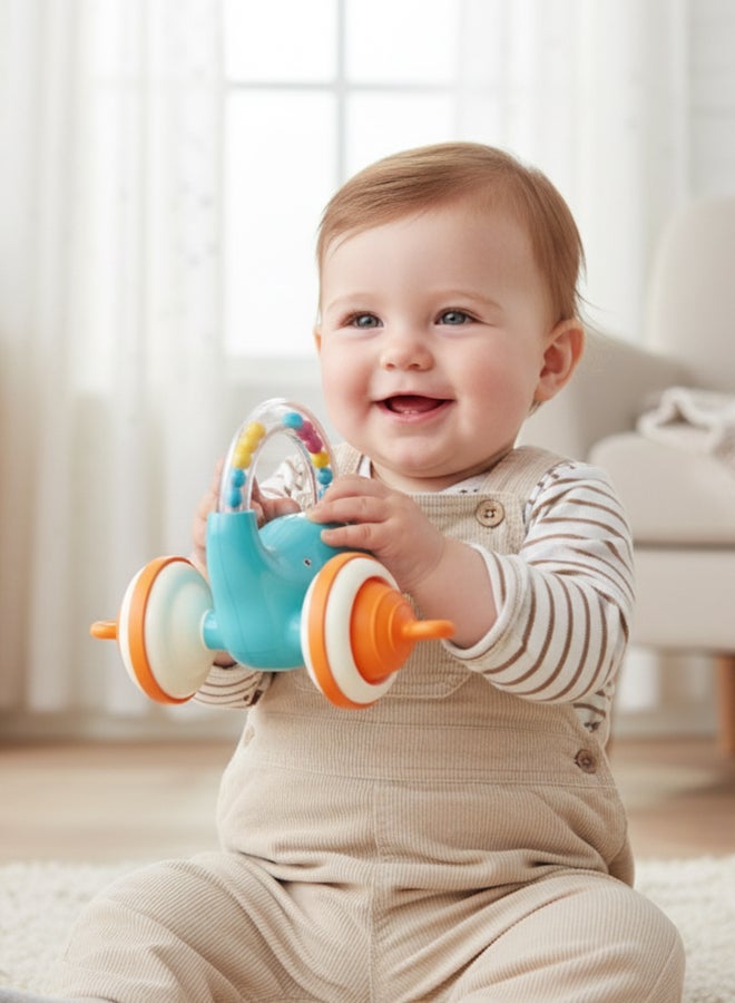 COGNIKIDS لعبة الفيل المتدحرج للأطفال - لعبة دفع ذاتية التدحرج للرضع 3 أشهر وما فوق | لا تحتاج إلى بطاريات، عجلات سيليكون ناعمة، إيقاعات موسيقية أثناء الحركة | لعبة حسية للأطفال الزاحفين - Image 3