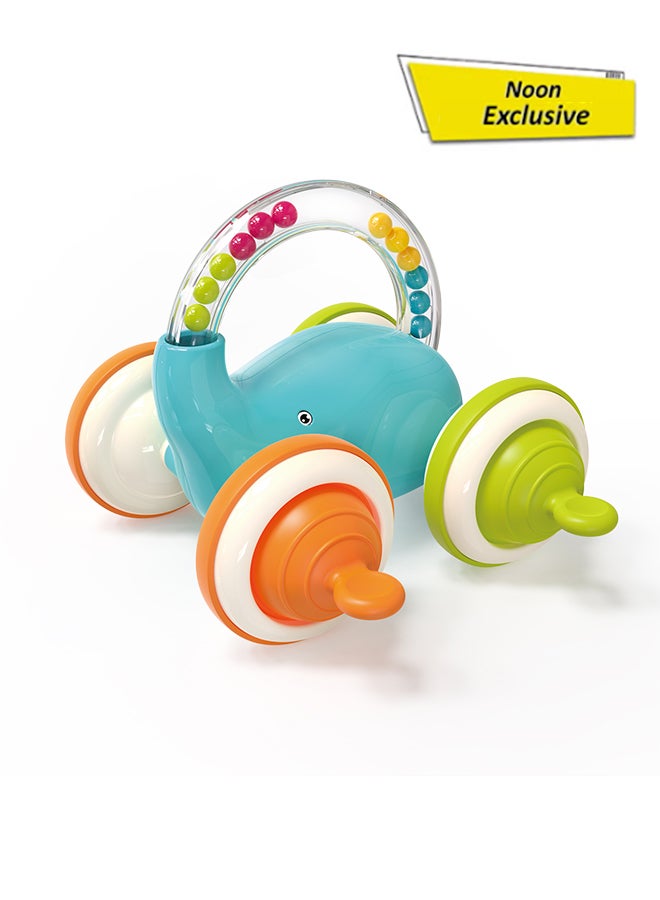 COGNIKIDS لعبة الفيل المتدحرج للأطفال - لعبة دفع ذاتية التدحرج للرضع 3 أشهر وما فوق | لا تحتاج إلى بطاريات، عجلات سيليكون ناعمة، إيقاعات موسيقية أثناء الحركة | لعبة حسية للأطفال الزاحفين - Image 1