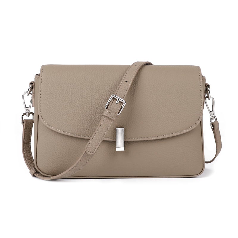 MoreFarther Leather Crossbody Bags for Women, Everyday Medium Purses Trendy, Women's Shoulder Handbags with Adjustable Strap (Grey) - Image 1