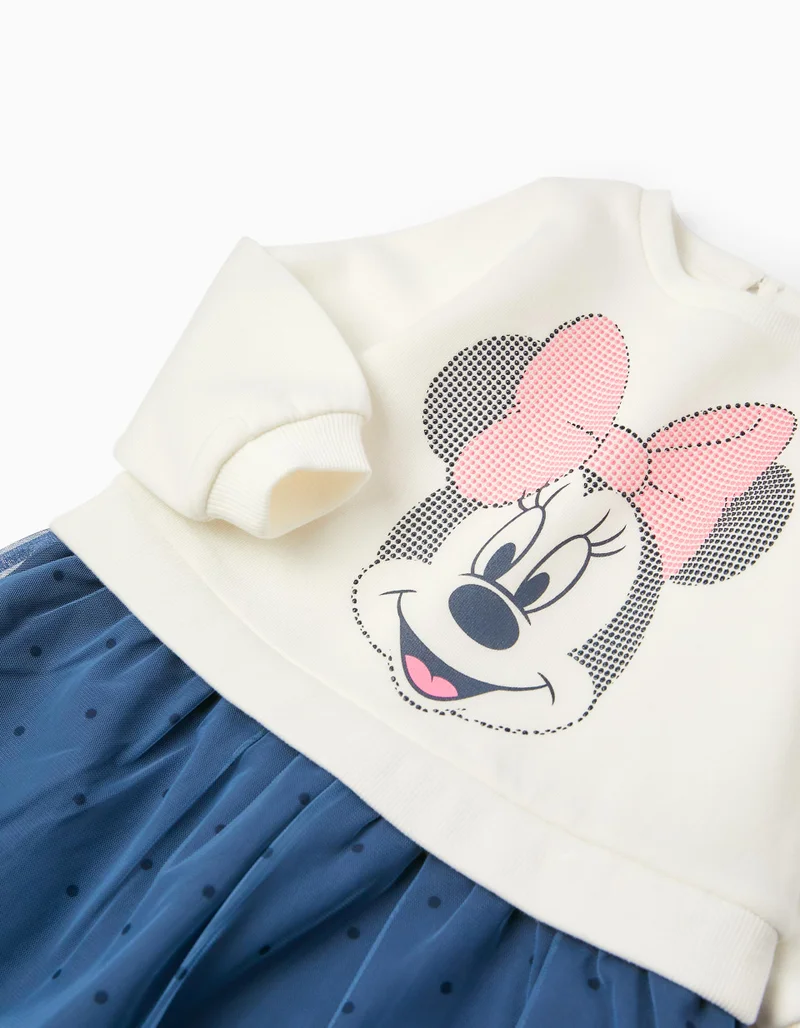 Zippy Cotton Sweat-Dress for Baby Girls 'Minnie', White/Blue