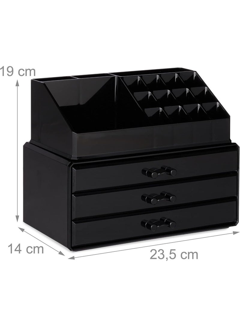 ريلاكس دايز منظم مكياج صغير   ، قطعتان - تخزين مستحضرات تجميل شفاف قابل للتكديس مع أدراج، رف مكياج صغير الحجم للطاولة والمكتب والحمام - Image 2