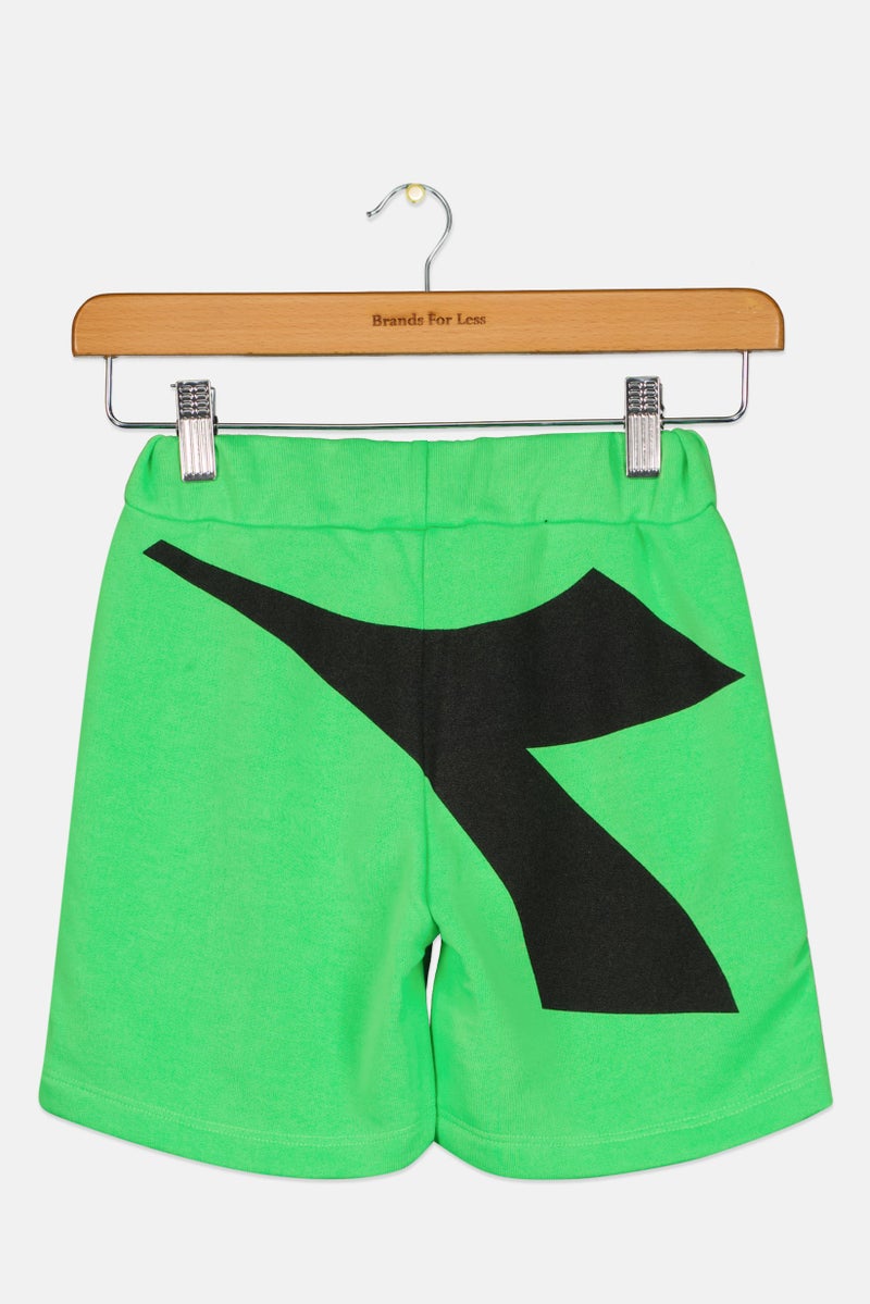 DIADORA Toddlers Boy Brand Logo Basic Shorts, Green/Black - Image 2