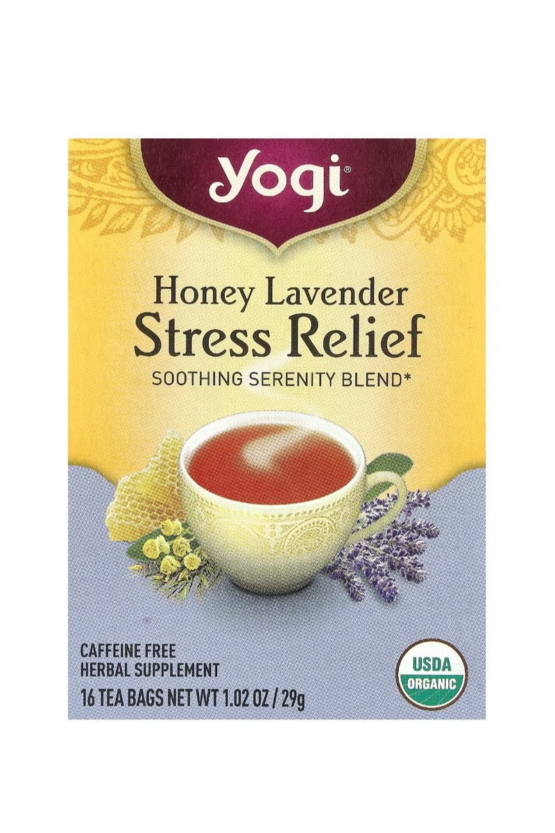 شاي يوغي تخفيف التوتر بالعسل واللافندر والخالي من الكافيين، 16 كيس شاي 1.02 أونصة (29 جم) - Image 1