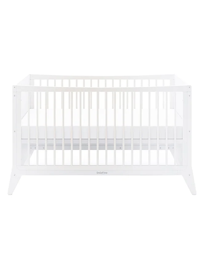 Snuz Fino Cot Bed For Infant And Baby, Minimal And True Contemporary Style, Converts To Toddler Bed, 2 Matress Heights, Suitable From 0 To 18Months , Dimensions W153 X L74 X H88.5Cm - White