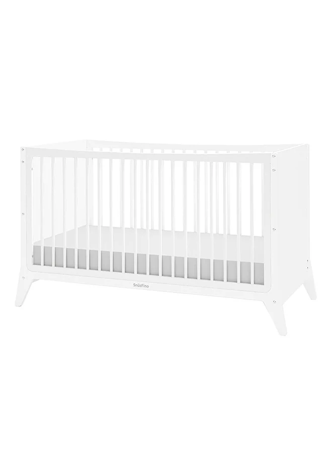 سنوز Fino Cot Bed For Infant And Baby, Minimal And True Contemporary Style, Converts To Toddler Bed, 2 Matress Heights, Suitable From 0 To 18Months , Dimensions W153 X L74 X H88.5Cm - White