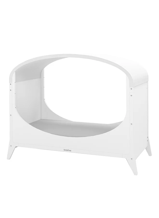 Snuz Fino Cot Bed For Infant And Baby, Minimal And True Contemporary Style, Converts To Toddler Bed, 2 Matress Heights, Suitable From 0 To 18Months , Dimensions W153 X L74 X H88.5Cm - White