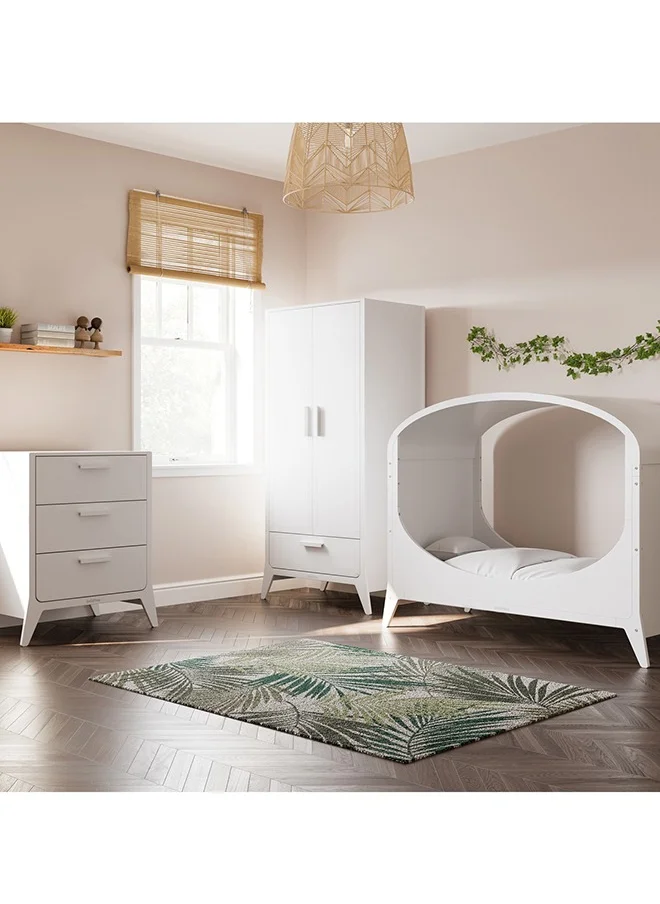 Snuz Fino Cot Bed For Infant And Baby, Minimal And True Contemporary Style, Converts To Toddler Bed, 2 Matress Heights, Suitable From 0 To 18Months , Dimensions W153 X L74 X H88.5Cm - White