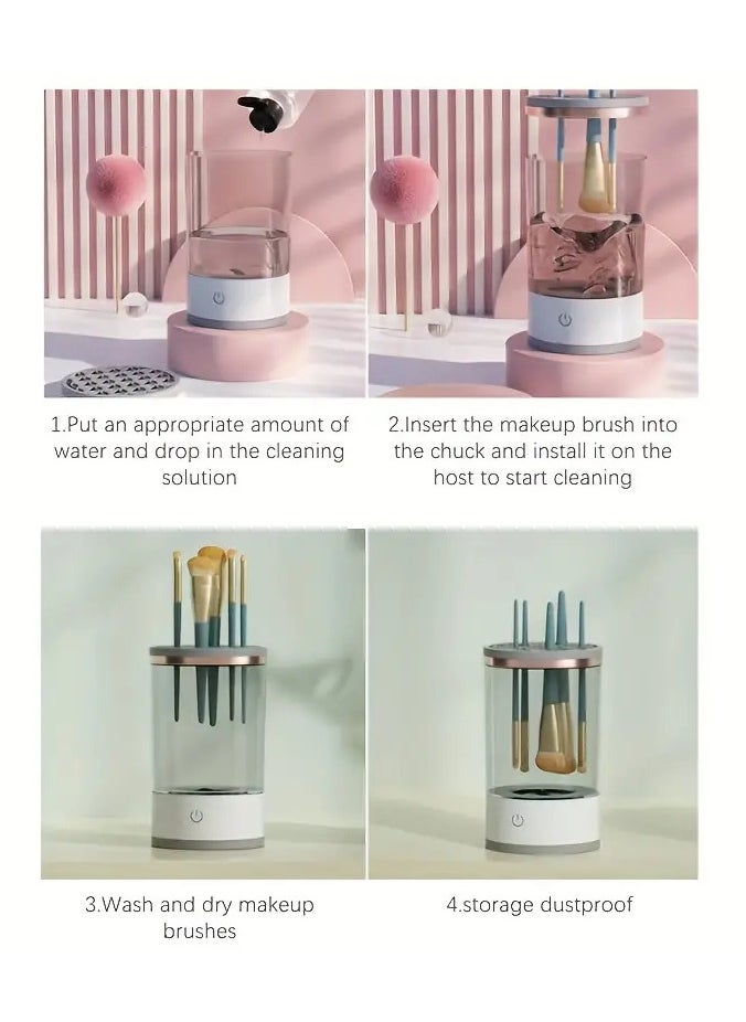 Goolsky Brushly Pro Rechargeable Lazy Electric Cosmetic Brush Cleaner - Automatic, Quick-Drying, Mini Spinning Machine for All Size Makeup Brushes - Effortless, Gentle, Deep Cleaning Tool with Easy Maintenance  - Image 2