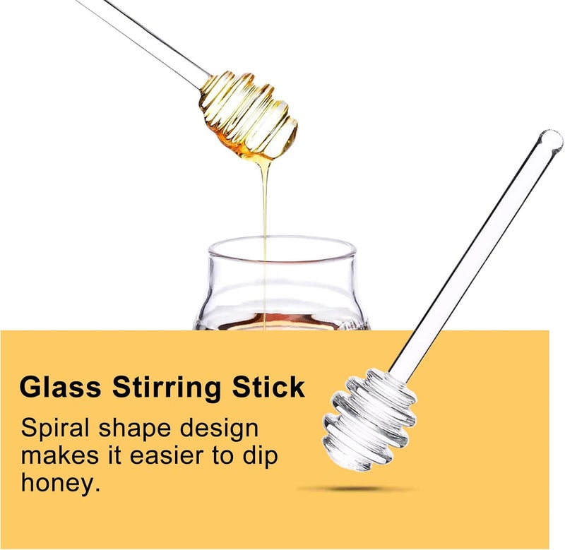 WAFJAMF 2 Pcs 6'' Glass Honey Dipper Stick, Honey Jam Syrup Mixing Stirrer Spoon for Honey Pot Jar - Image 2