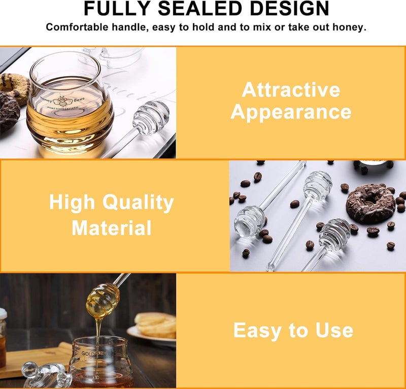 WAFJAMF 2 Pcs 6'' Glass Honey Dipper Stick, Honey Jam Syrup Mixing Stirrer Spoon for Honey Pot Jar - Image 3