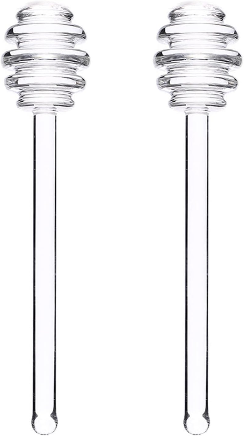 WAFJAMF 2 Pcs 6'' Glass Honey Dipper Stick, Honey Jam Syrup Mixing Stirrer Spoon for Honey Pot Jar - Image 1