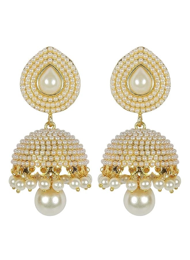 Shining Diva Fashion White Pearl Stylish Fancy Traditional Jhumki Earrings For Women Rrsd8293Er  - Image 1