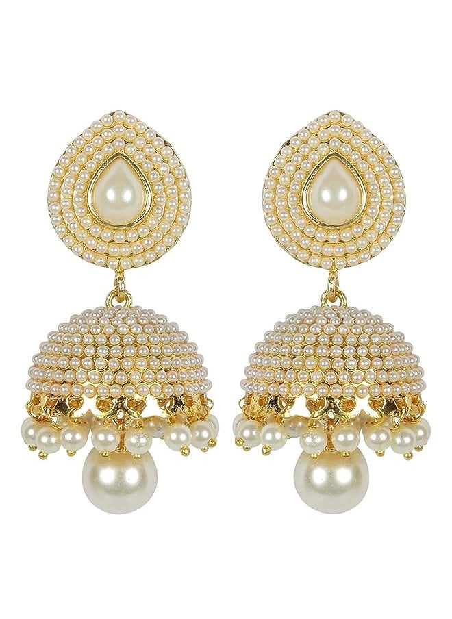Shining Diva Fashion White Pearl Stylish Fancy Traditional Jhumki Earrings For Women Rrsd8293Er  - Image 4