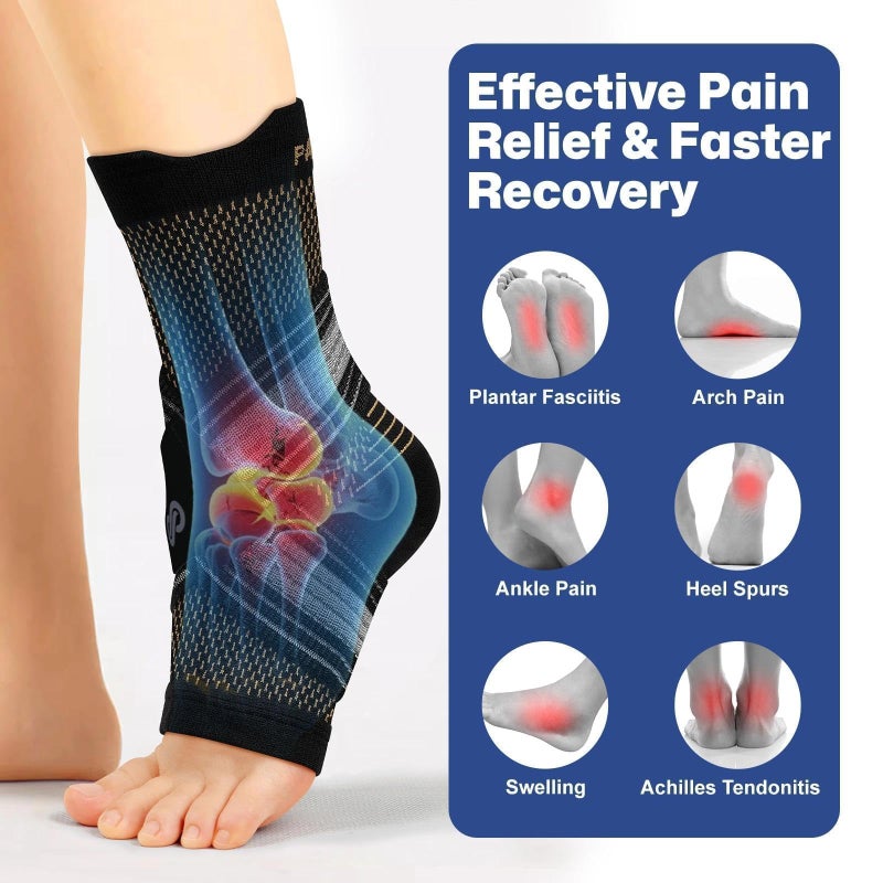 PAPLUS 2 Pairs Ankle Brace for Men & Women Plantar Fasciitis Relief- Adjustable Ankle Support for Foot Pain, Achilles Tendonitis Brace - with Removable Strap for Swelling Nude - Image 3