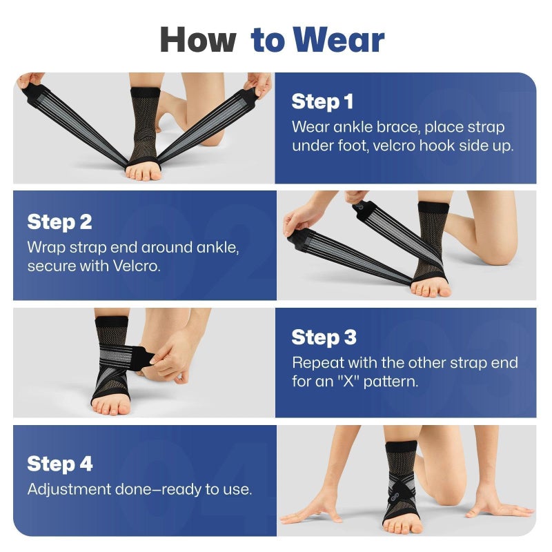 PAPLUS 2 Pairs Ankle Brace for Men & Women Plantar Fasciitis Relief- Adjustable Ankle Support for Foot Pain, Achilles Tendonitis Brace - with Removable Strap for Swelling Nude - Image 5