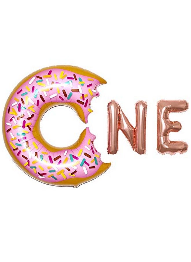 DelightBox Mapple Balloon 16" Donut One Foil Letter For Donut Theme Party First Birthday Partyrose Gold  - Image 1