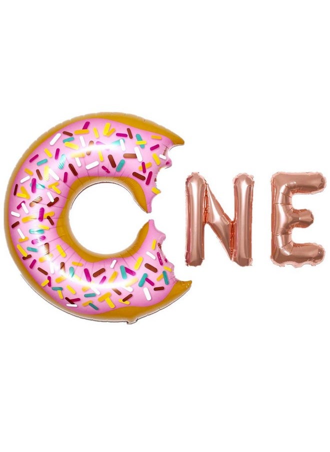 DelightBox Mapple Balloon 16" Donut One Foil Letter For Donut Theme Party First Birthday Partyrose Gold  - Image 2