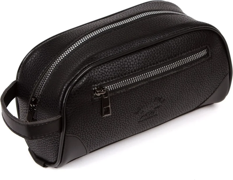 اديلينا باجز Adelina Black Shaved Travel Portfolio Clutch Handbag
