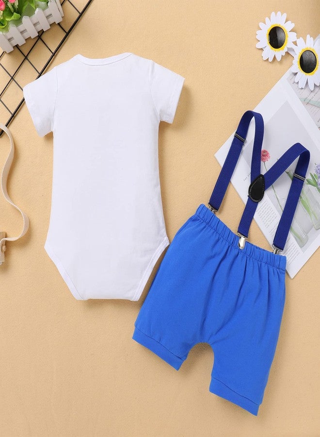 ODASDO Baby Boy Ocean Theme My First 1st Birthday Smash Cake Outfit Under the Sea Party Supplies Bow Tie Romper Shorts Suspenders 3pcs Set for Baby Shower One Year Old Photo Shooting Royal Blue Turtle 1T - Image 3