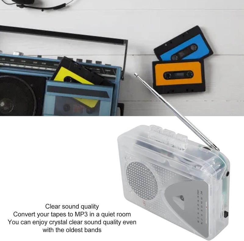ETZIN Portable Cassette Tape Player, Battery and USB Power FM AM Radio with Speaker, Stereo Cassette MP3 Tape Player with 3.5mm Jack, Supports 87‑108MHZ FM and 520‑1600KHZ AM EPL-1399CA - Image 4