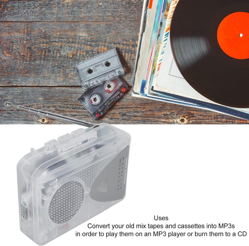 ETZIN Portable Cassette Tape Player, Battery and USB Power FM AM Radio with Speaker, Stereo Cassette MP3 Tape Player with 3.5mm Jack, Supports 87‑108MHZ FM and 520‑1600KHZ AM EPL-1399CA - Image 3