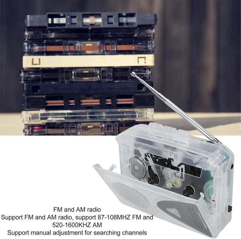 ETZIN Portable Cassette Tape Player, Battery and USB Power FM AM Radio with Speaker, Stereo Cassette MP3 Tape Player with 3.5mm Jack, Supports 87‑108MHZ FM and 520‑1600KHZ AM EPL-1399CA - Image 5