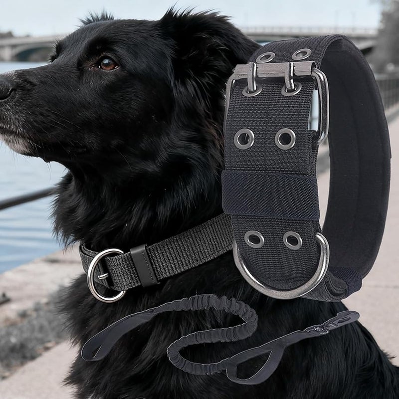 Black Nylon Dog Collar Adjustable 36 48cm Strong Traction for Daily Walks Training - Image 4
